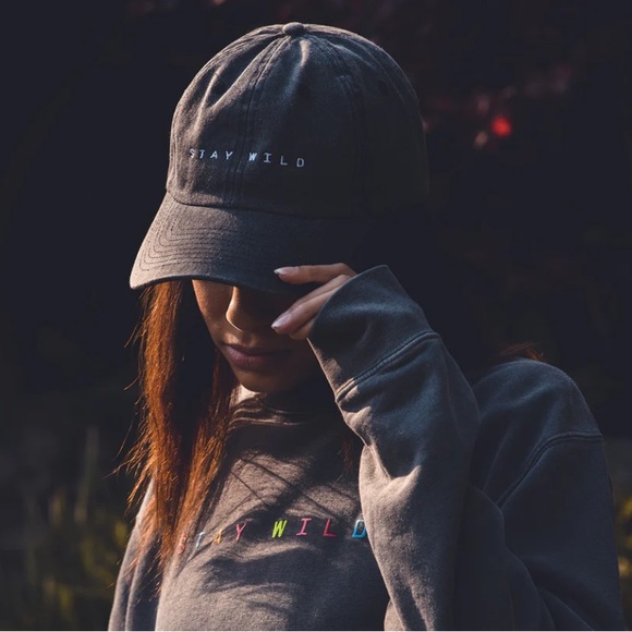 New Atticus Wild embroidered black pigment-dyed brushed cotton dad hat. - Picture 4 of 6